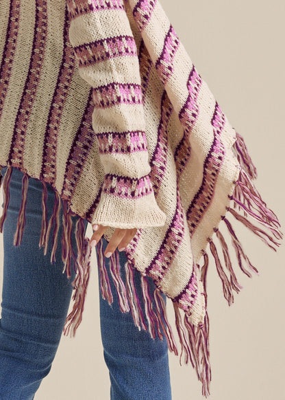 Stripe Fringe Cardigan - Beige Multi | Venus Popular Choice