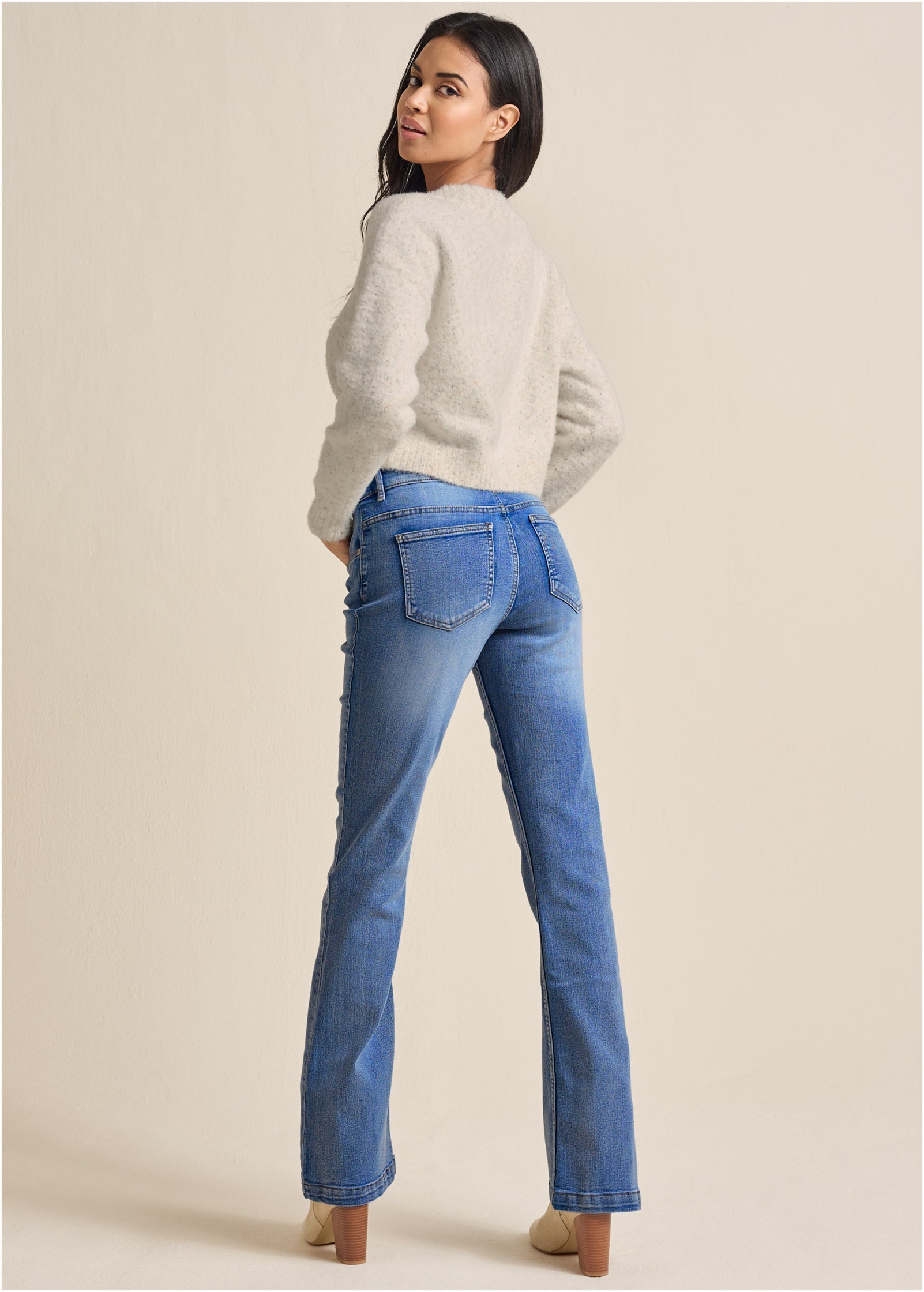 V-Neck Sweater - White Multi | Venus Best Seller