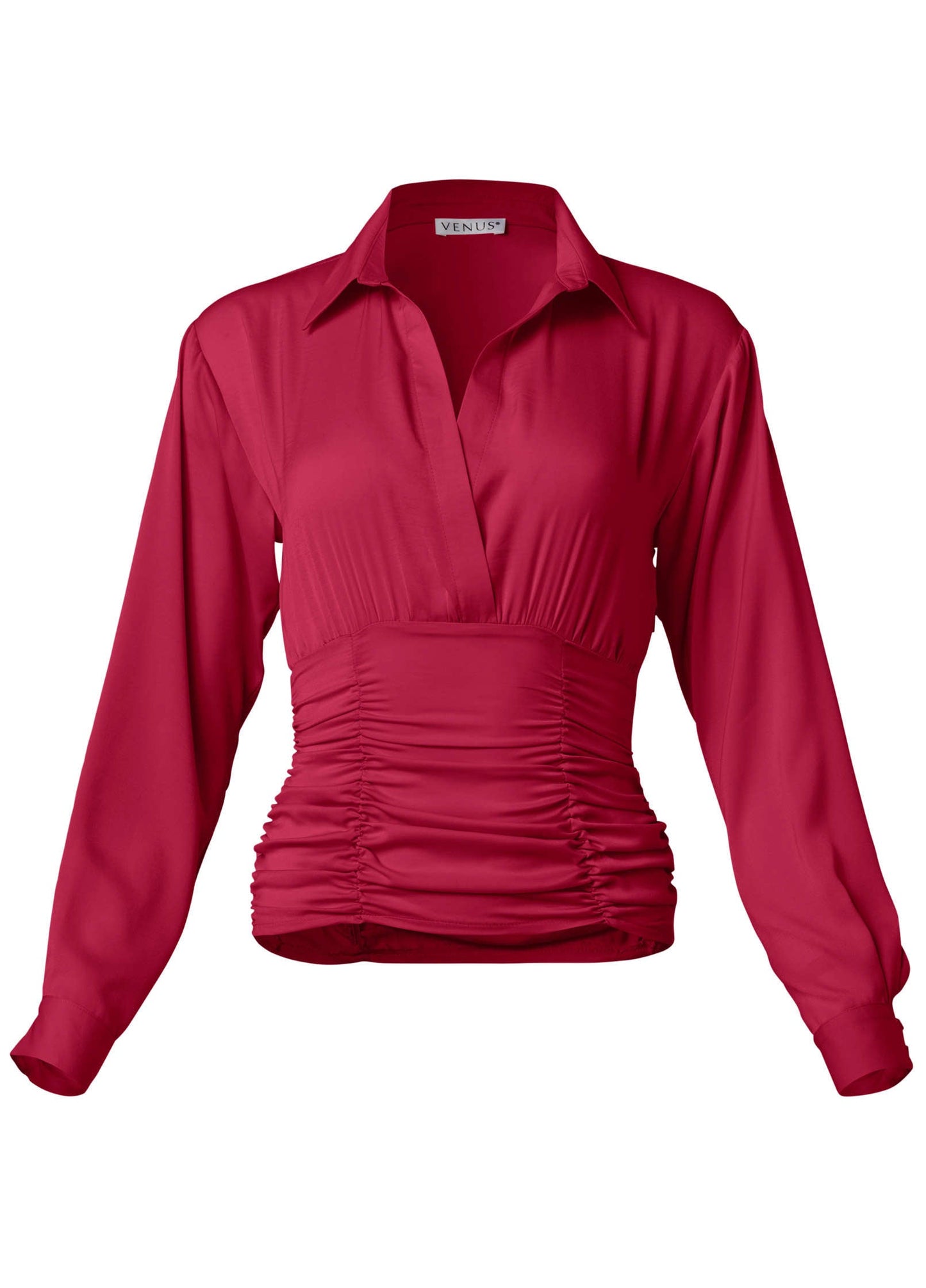 Ruched V Neck Top Blouse in Granita • Fashion | Venus Customer Favorite