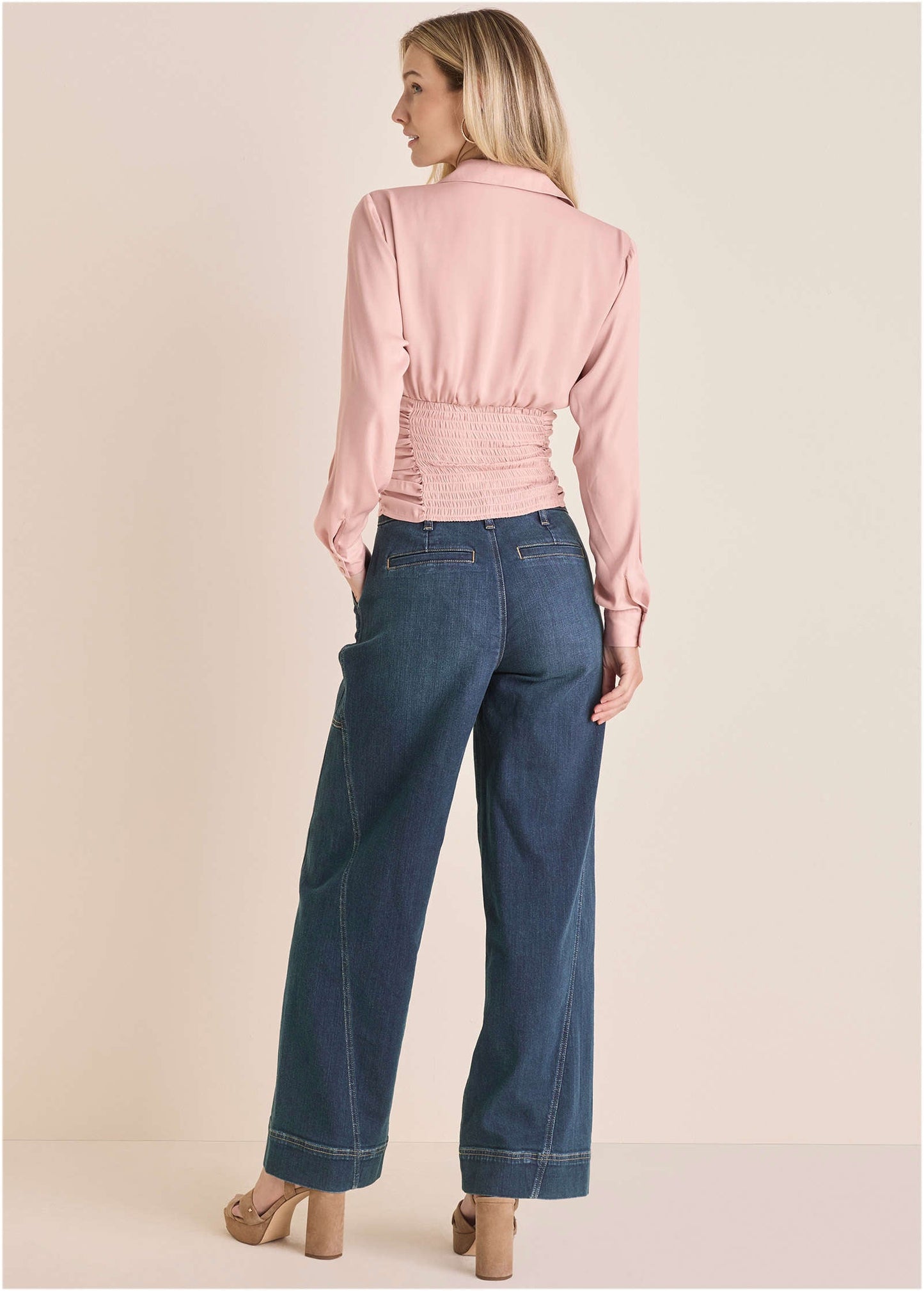 Mauve Ruched V-Neck Blouse • VENUS | Venus Limited Edition