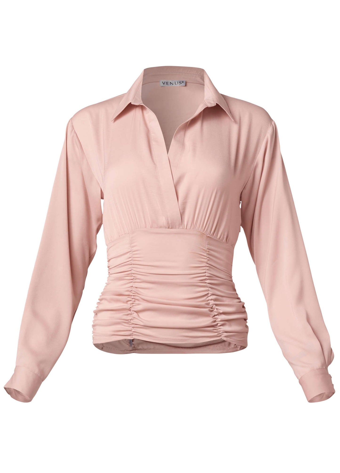 Mauve Ruched V-Neck Blouse • VENUS | Venus Limited Edition