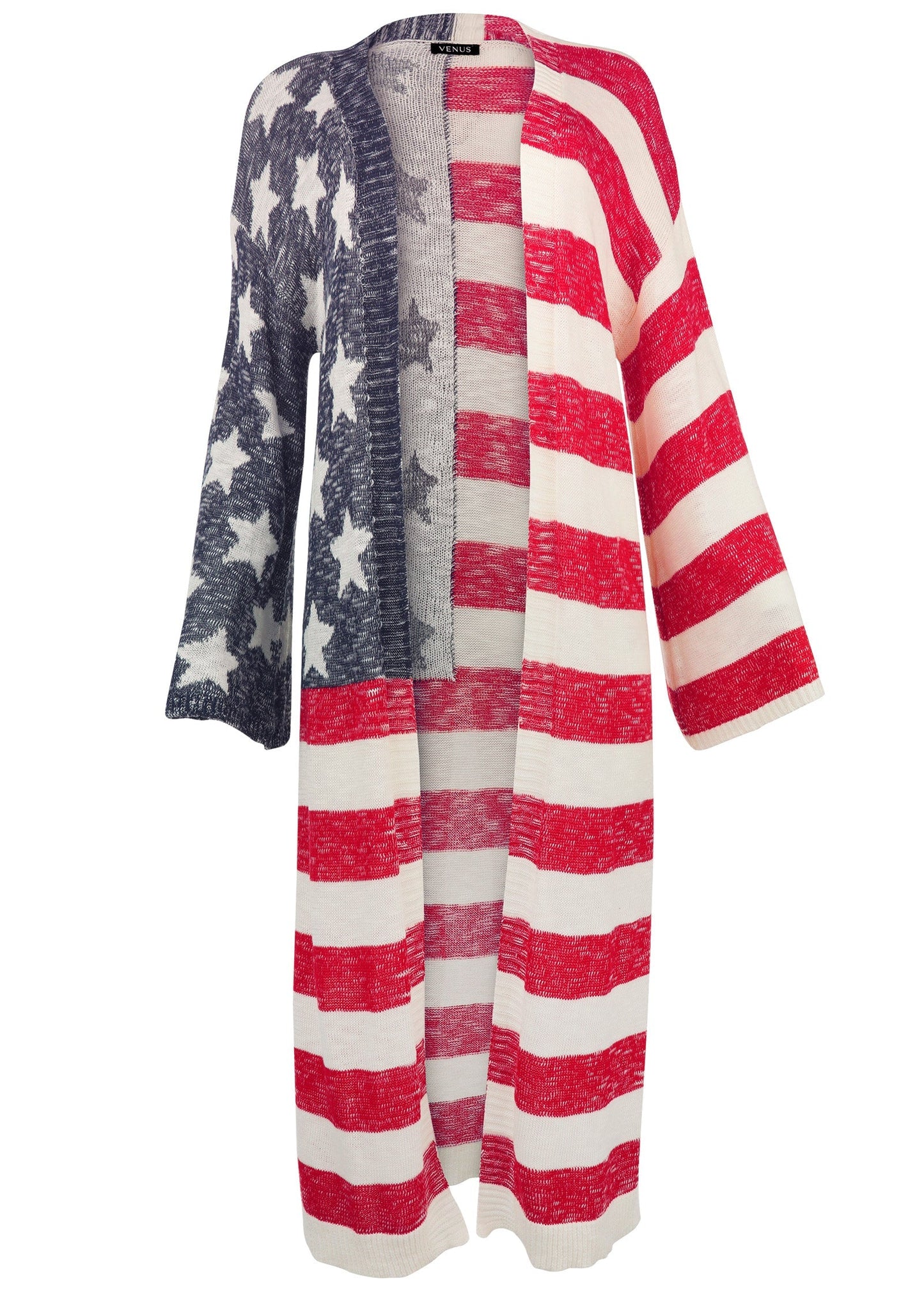 Cotton Americana Cardigan - Racing Red Multi | Venus Cost Saving