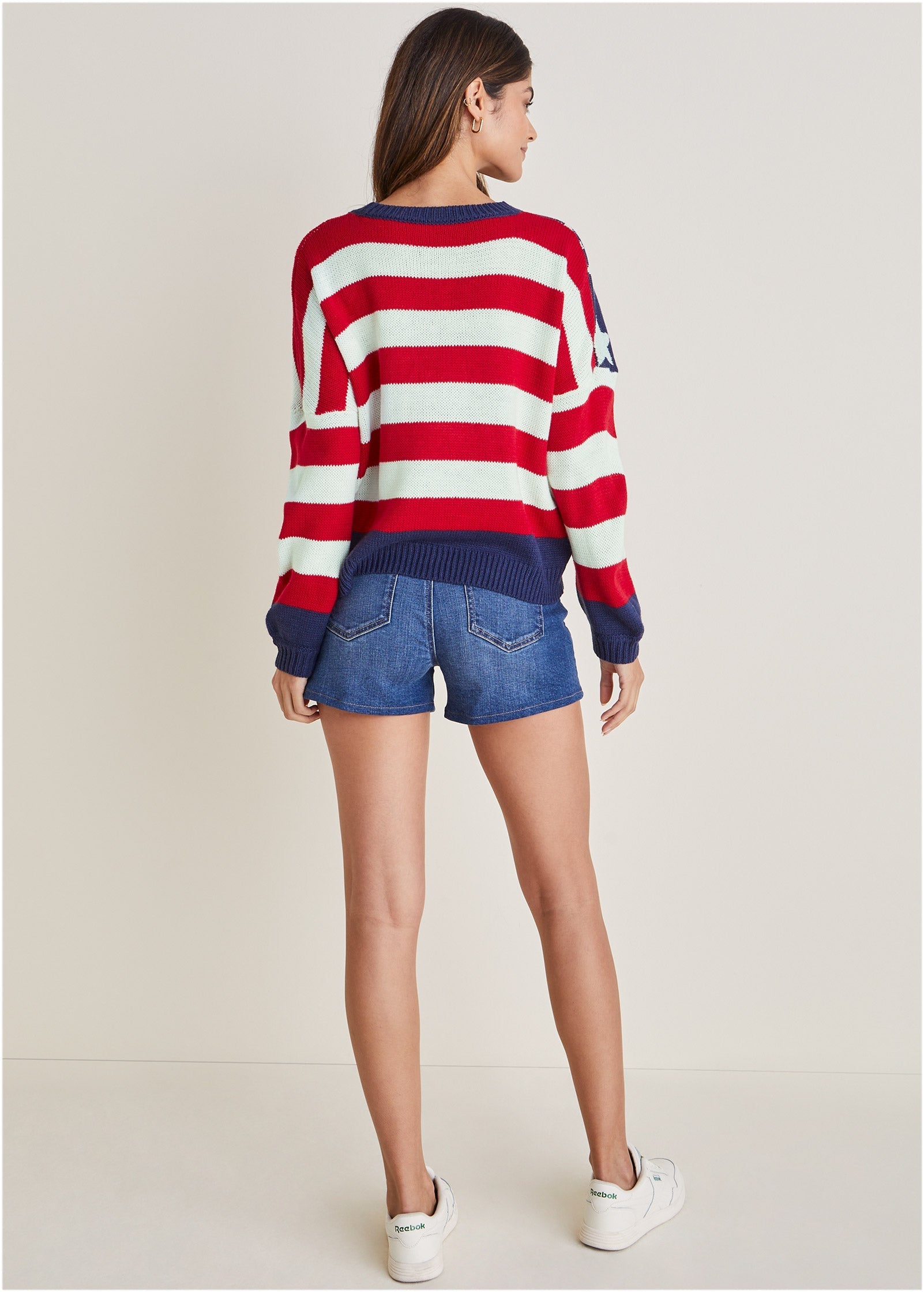 Stars And Stripes Sweater - Racing Red Multi | Venus Value