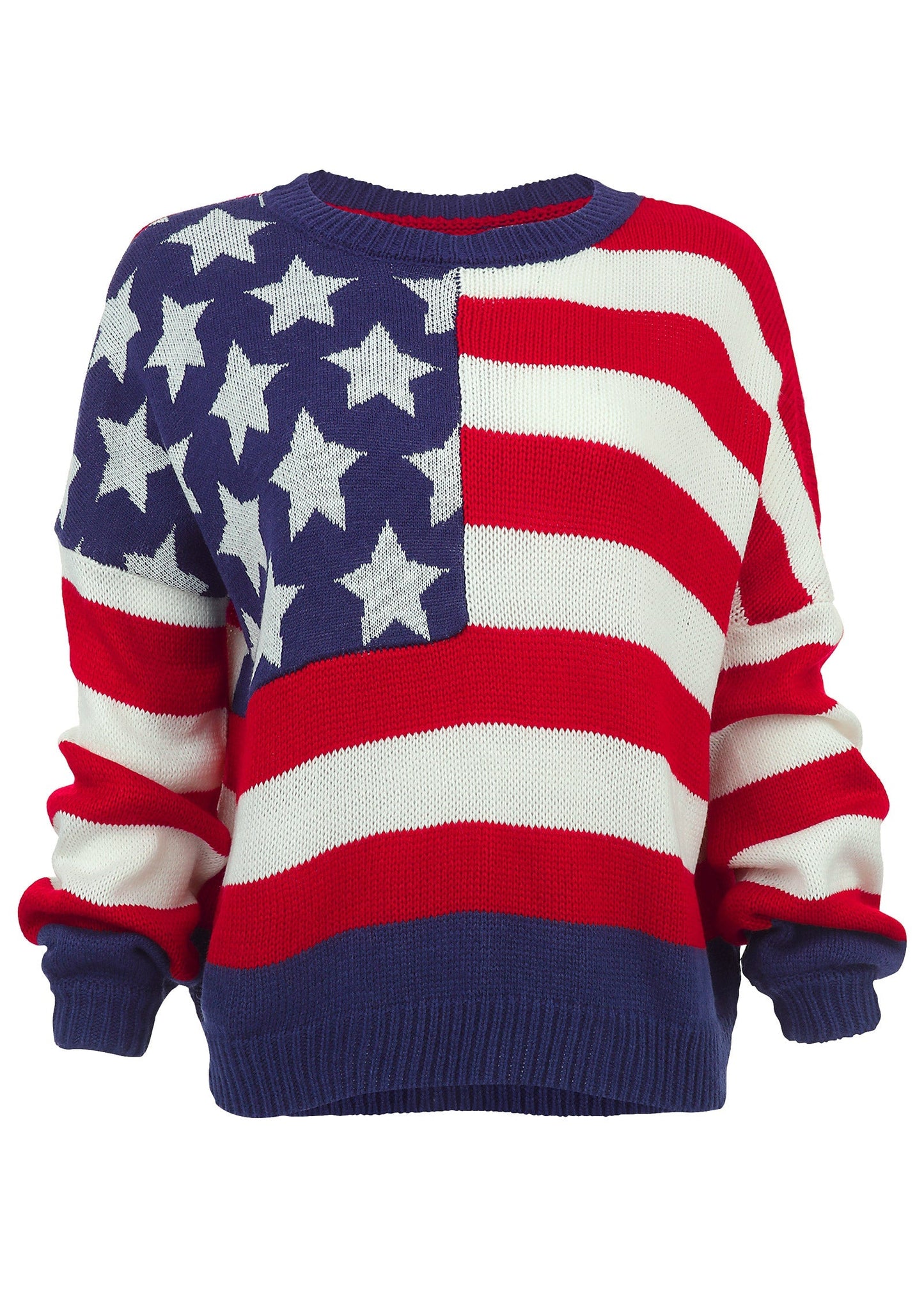 Stars And Stripes Sweater - Racing Red Multi | Venus Value