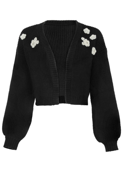 Floral Cardigan - Jet Black | Venus Special Offer