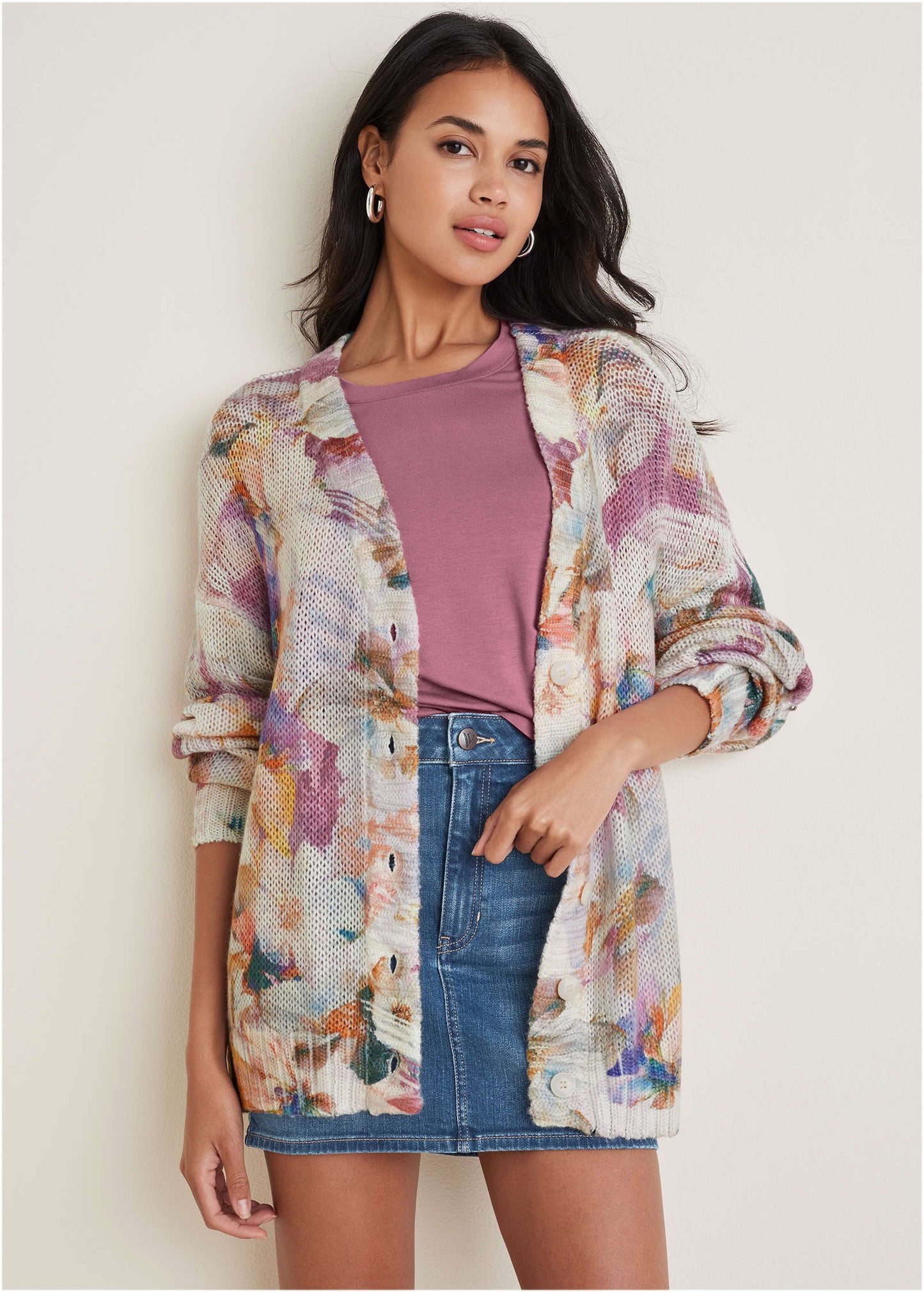 Light Weight Cardigan - Digital Wildflowers | Venus Featured