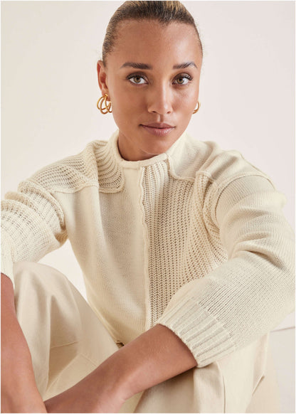 Mock Neck Knit Sweater - Off White | Venus Popular Choice