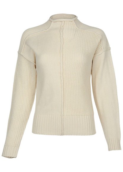 Mock Neck Knit Sweater - Off White | Venus Popular Choice