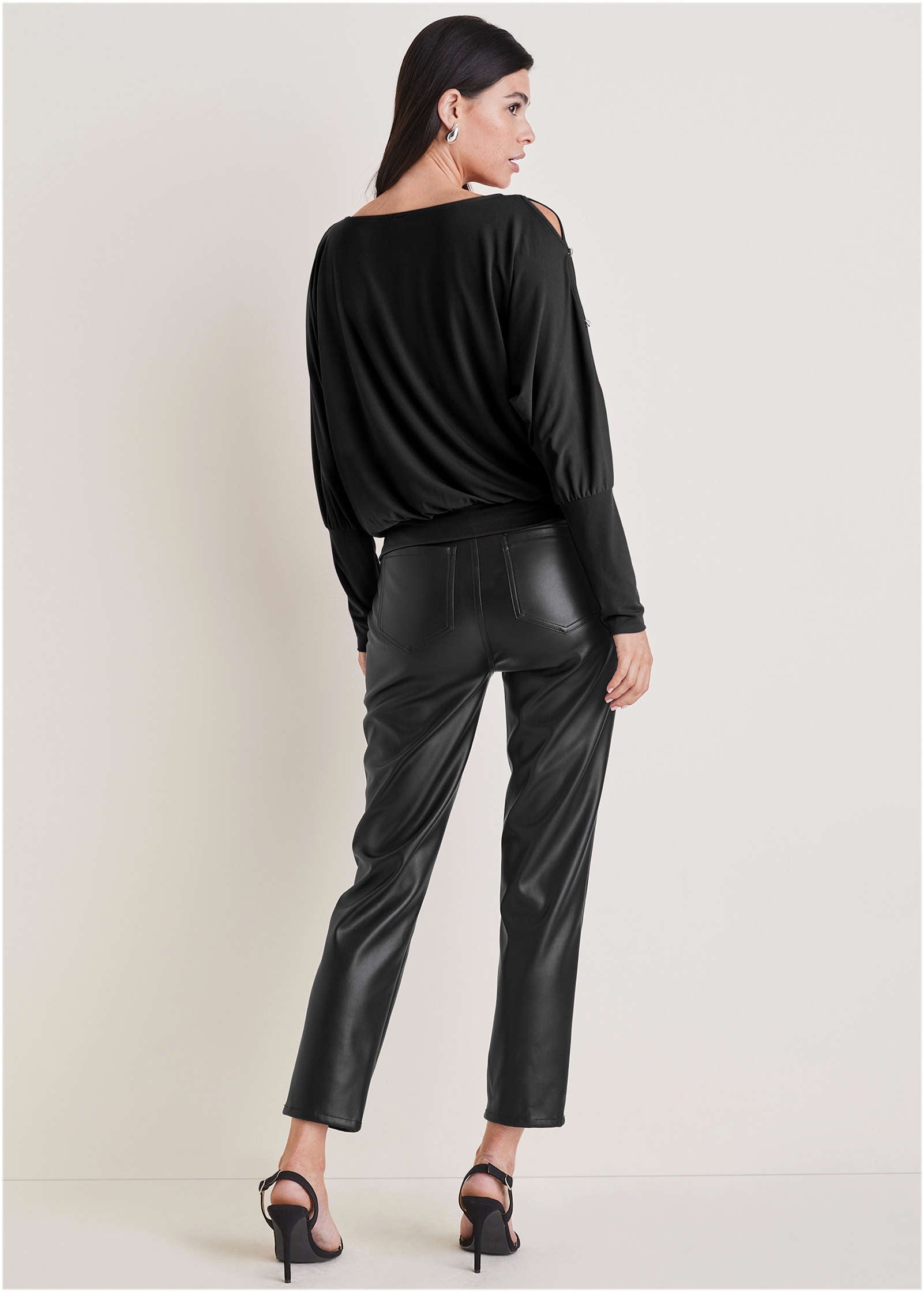 Bling Cold-Shoulder Blouse - Jet Black | Venus Best Seller