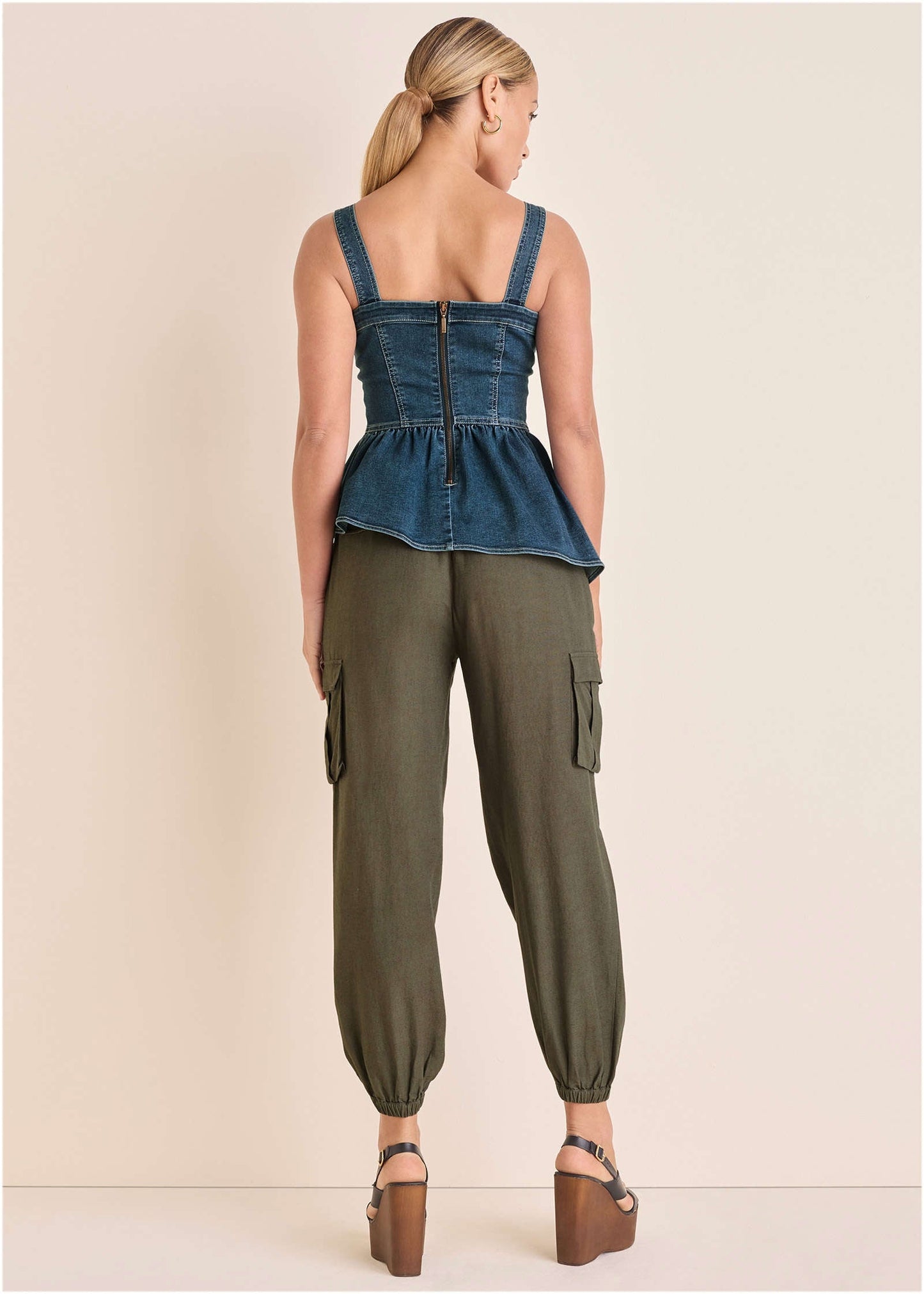 Denim Peplum Top Medium Wash | Venus Customer Favorite