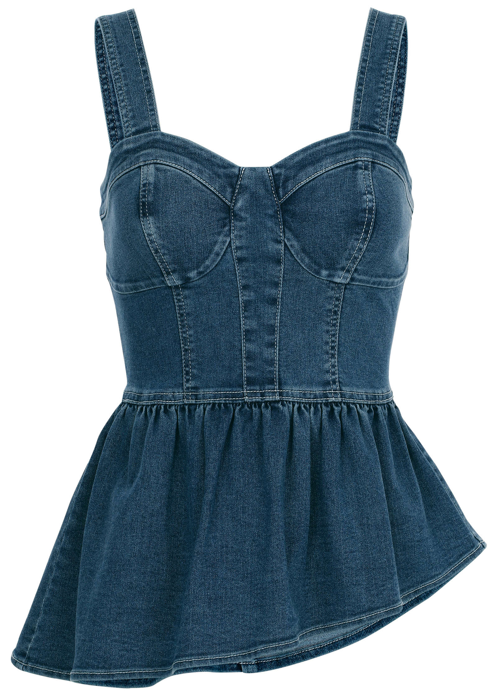 Denim Peplum Top Medium Wash | Venus Customer Favorite