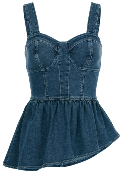 Denim Peplum Top Medium Wash | Venus Customer Favorite