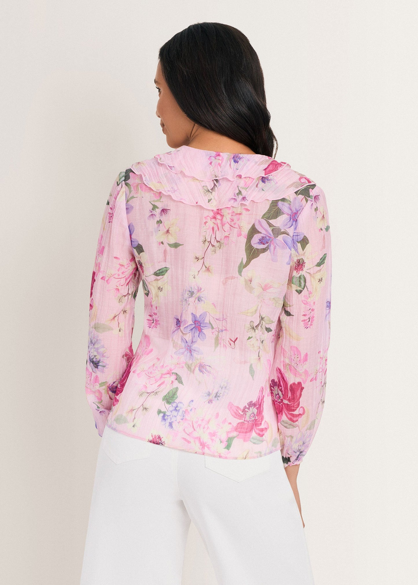 Long Sleeve Ruffle Blouse Soft Floral | Venus Limited Edition