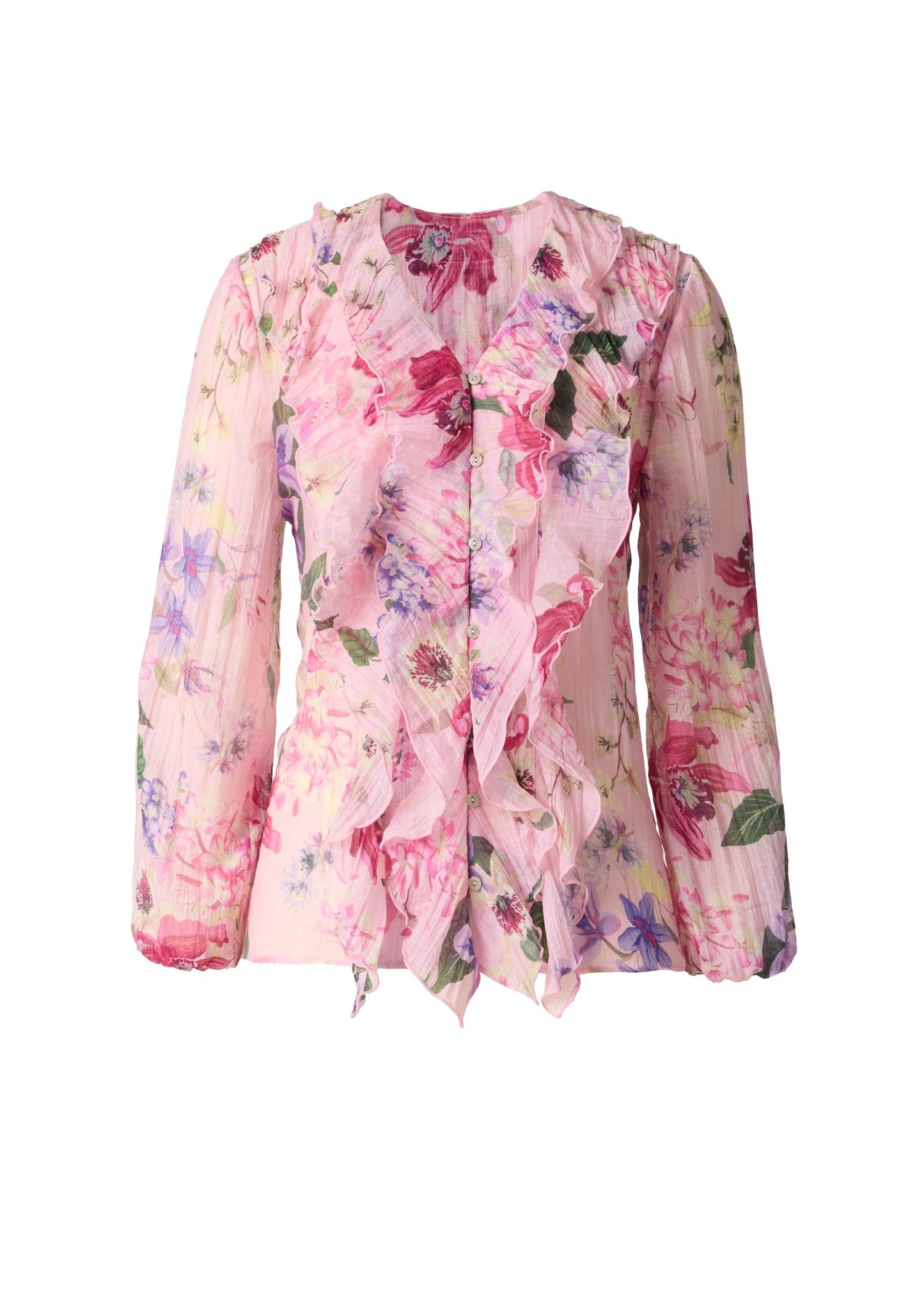 Long Sleeve Ruffle Blouse Soft Floral | Venus Limited Edition
