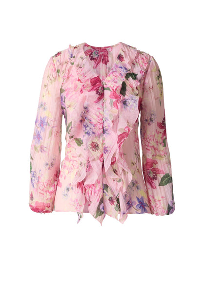 Long Sleeve Ruffle Blouse Soft Floral | Venus Limited Edition