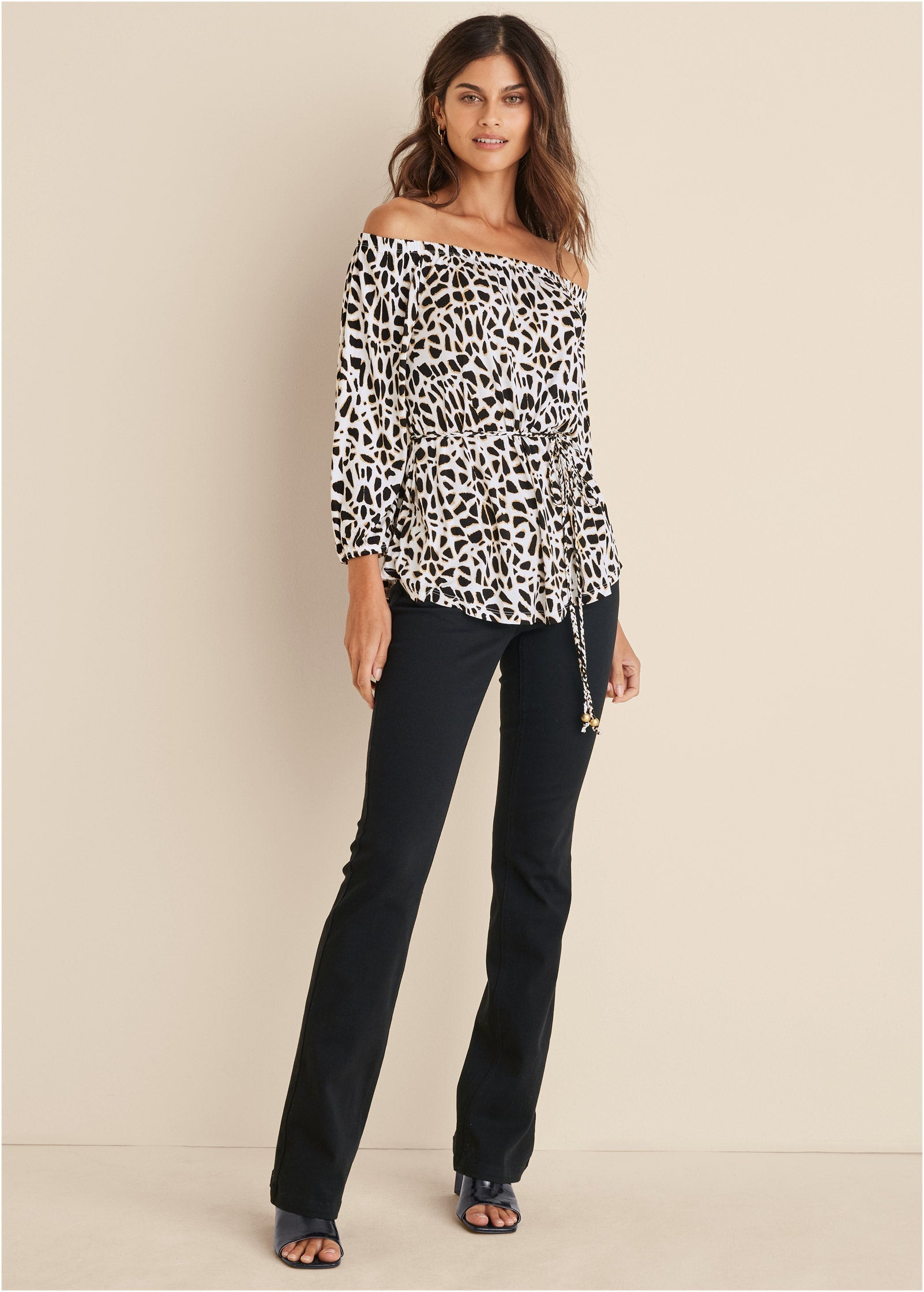 Tie Waist Blouse - Black & White | Venus Cost Saving
