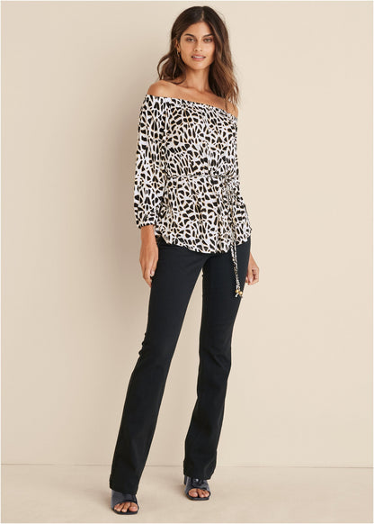 Tie Waist Blouse - Black & White | Venus Cost Saving