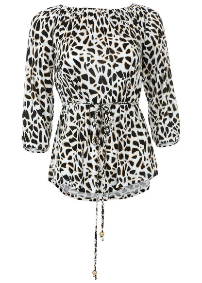 Tie Waist Blouse - Black & White | Venus Cost Saving