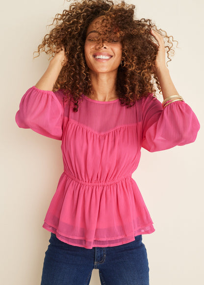 Sheer Beauty Blouse - Hot Pink | Venus Great Deal