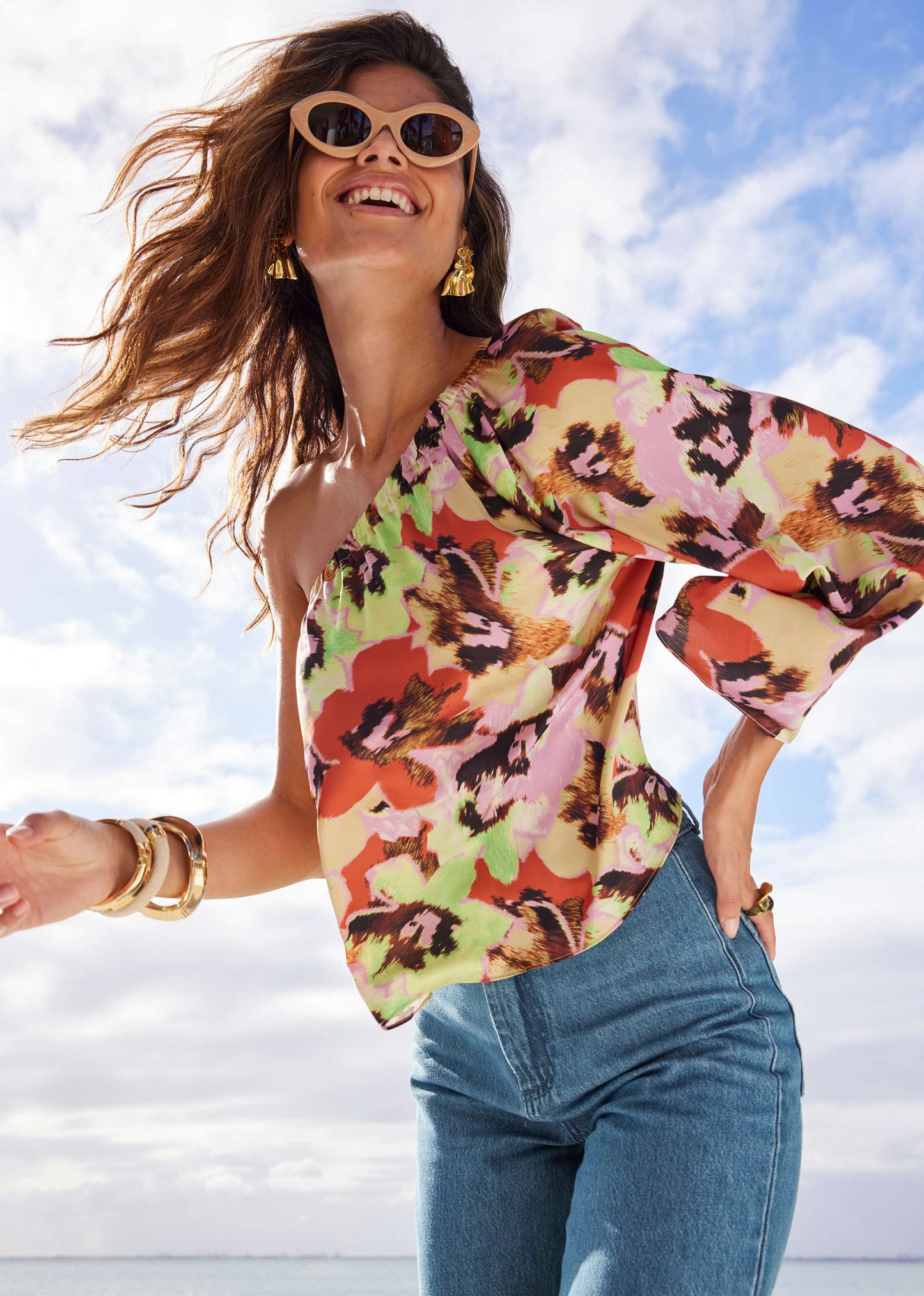 One Shoulder Top - Blurred Bouquet | Venus Featured