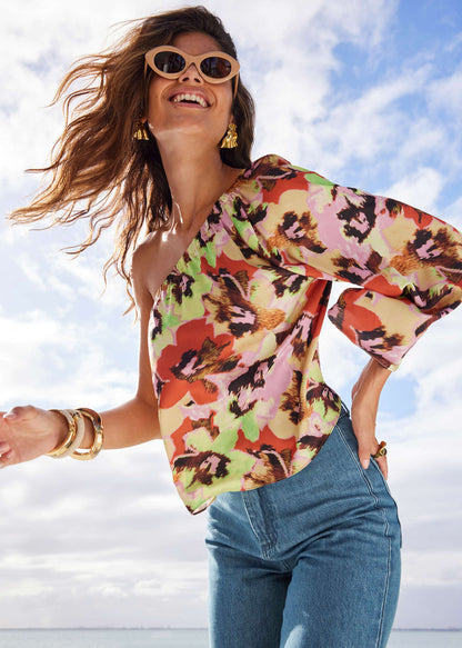 One Shoulder Top - Blurred Bouquet | Venus Featured