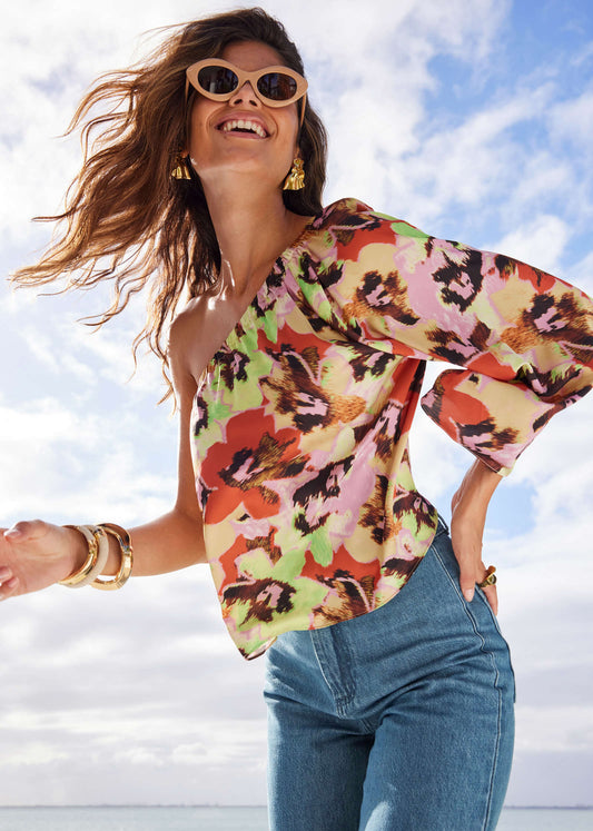 One Shoulder Top - Blurred Bouquet | Venus Featured