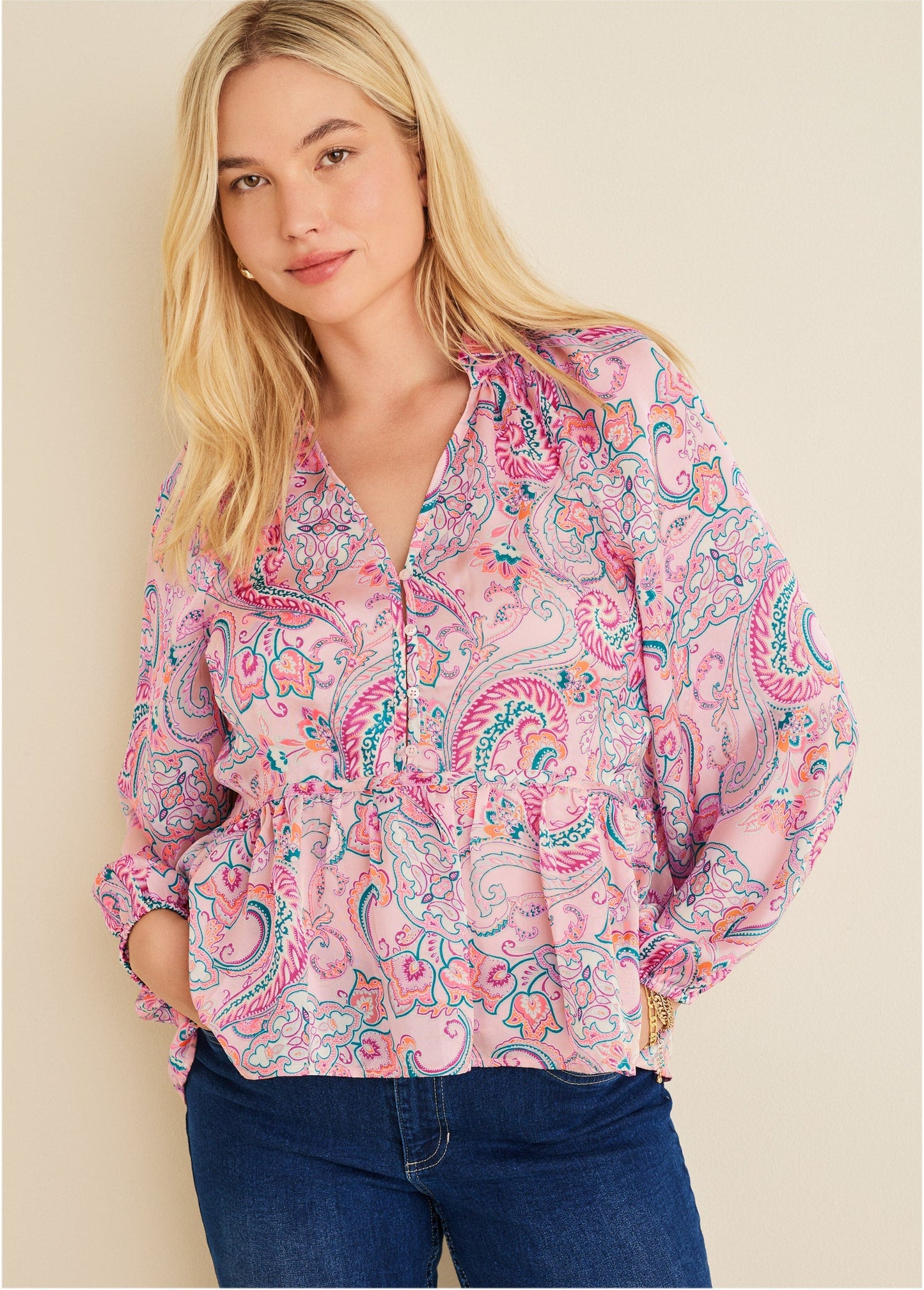 High-Low Blouse - Venetian Paisley | Venus Popular Choice