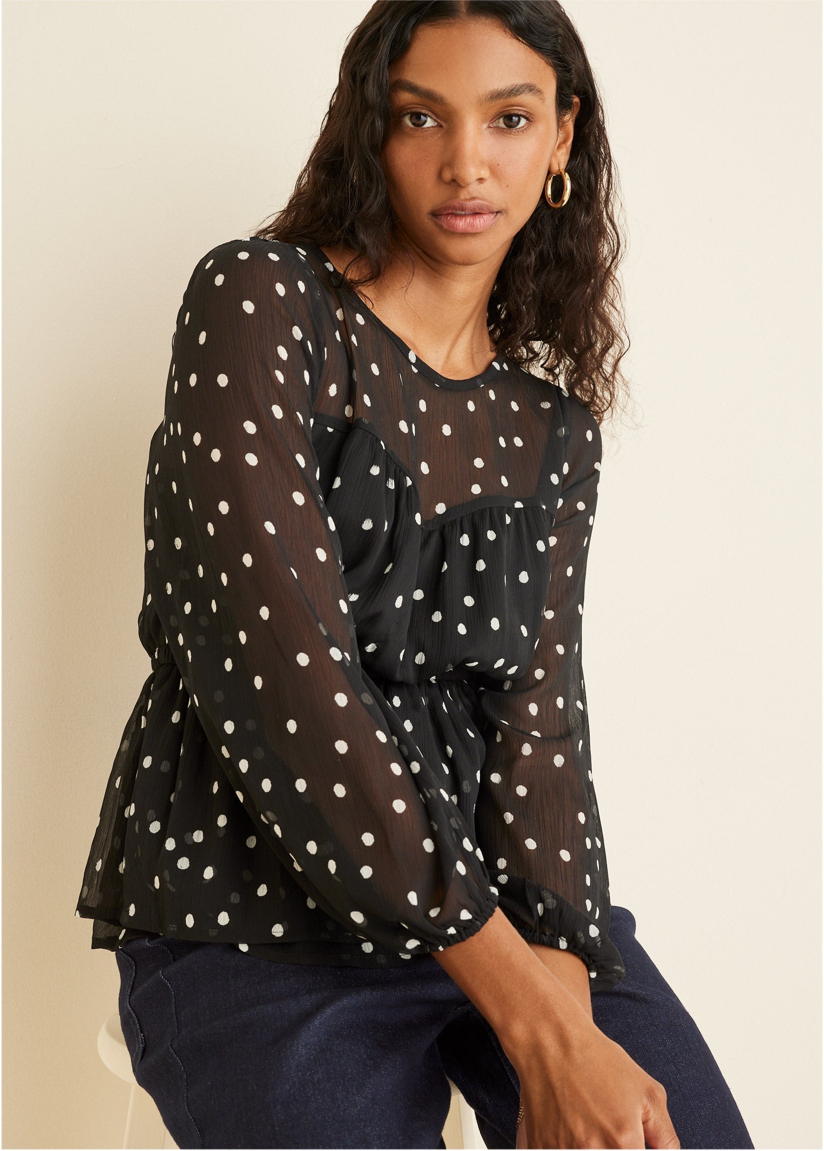 Sheer Beauty Blouse - Dolce Vita Dot | Venus Best Seller
