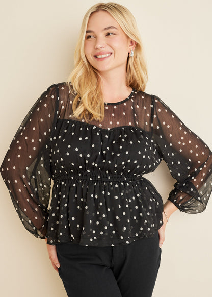 Sheer Beauty Blouse - Dolce Vita Dot | Venus Best Seller