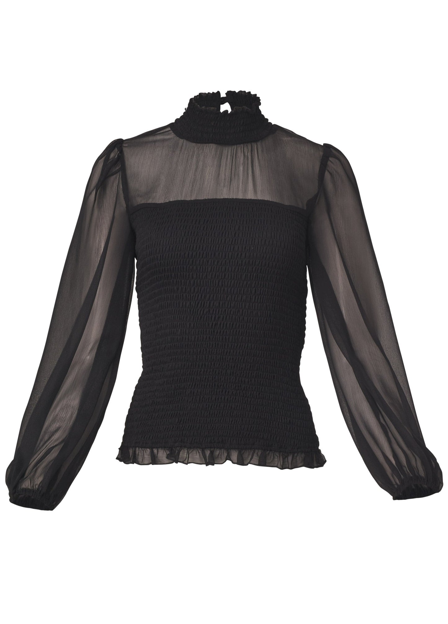 Sheer Smocked Top - Jet Black | Venus Customer Favorite