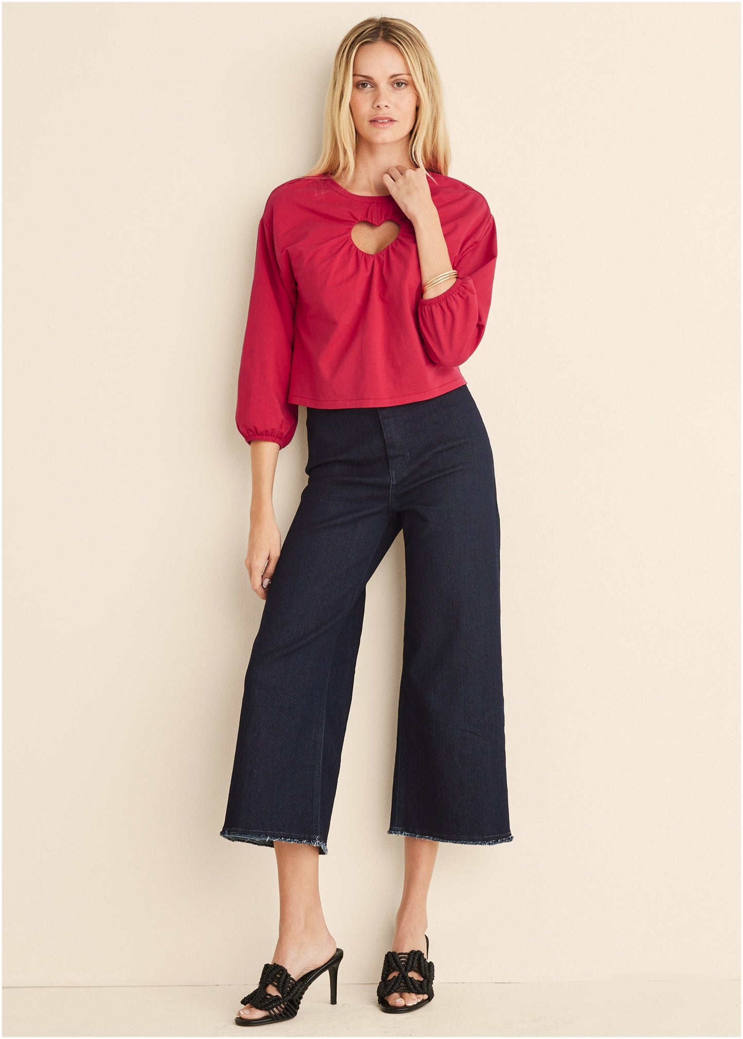 Cut-Out Heart Top - Red | Venus Sale