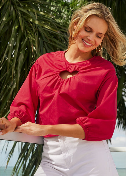 Cut-Out Heart Top - Red | Venus Sale