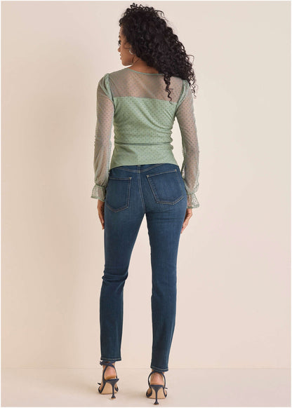Dot Mesh Top - Iceberg Green | Venus Cost Saving