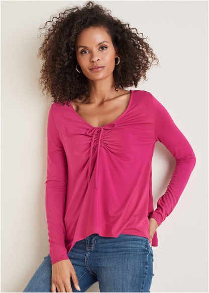 Ruched Tie Front Top - Vivacious | Venus Featured