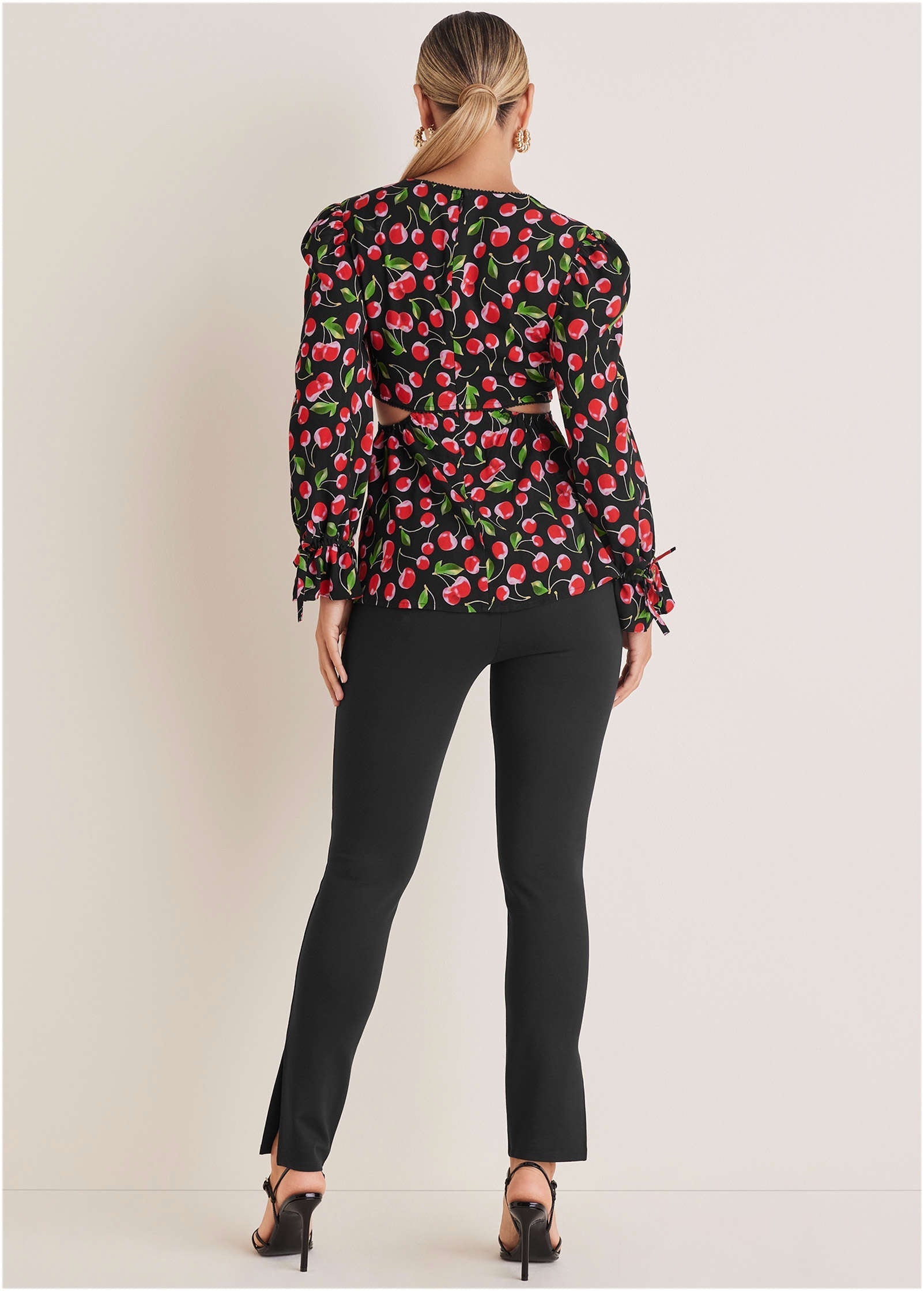 Cherry Pattern Cut Out Waist Blouse | VENUS | Venus Best Seller