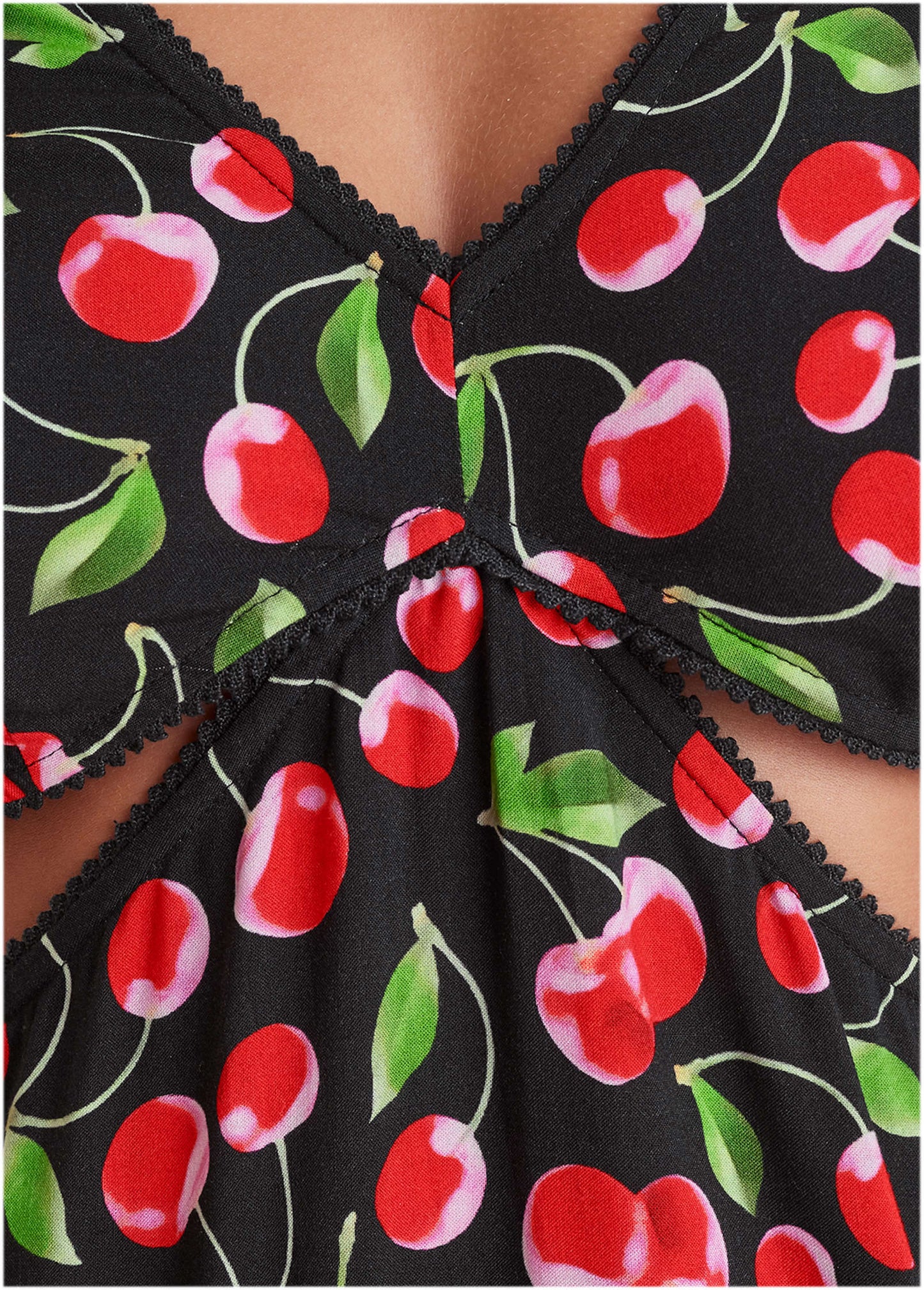 Cherry Pattern Cut Out Waist Blouse | VENUS | Venus Best Seller