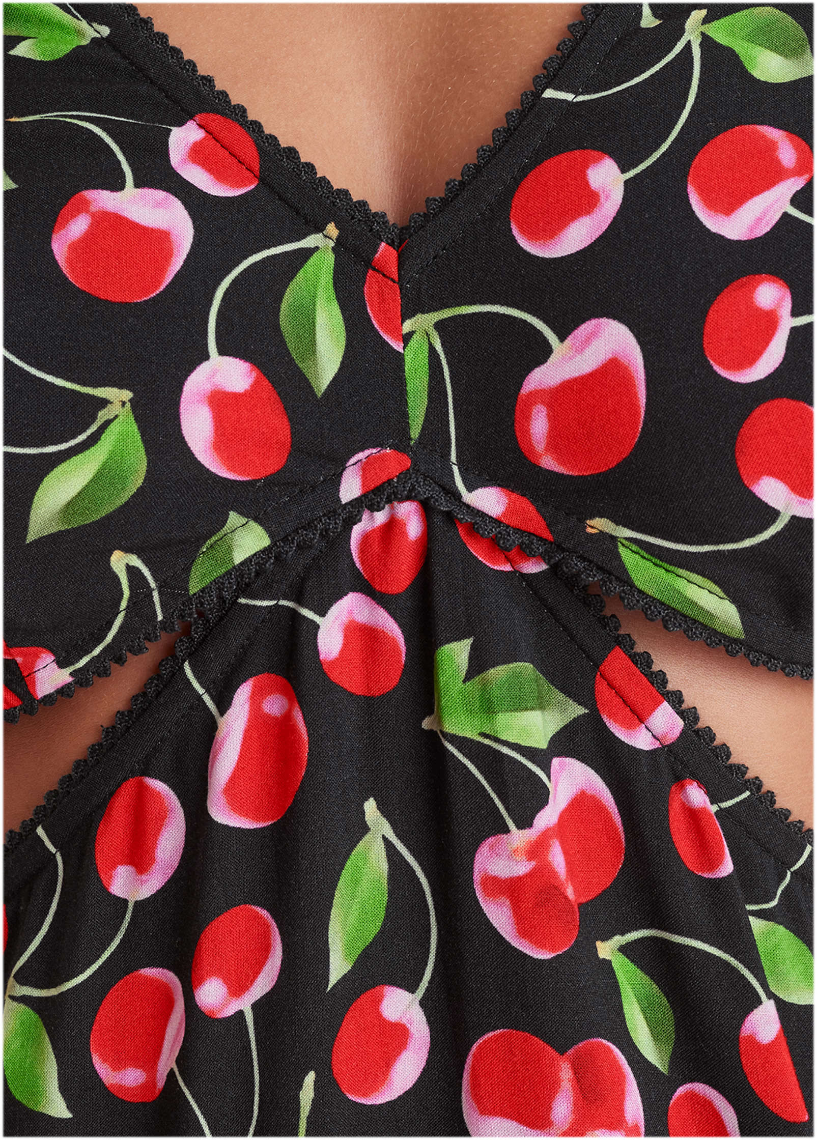 Cherry Pattern Cut Out Waist Blouse | VENUS | Venus Best Seller