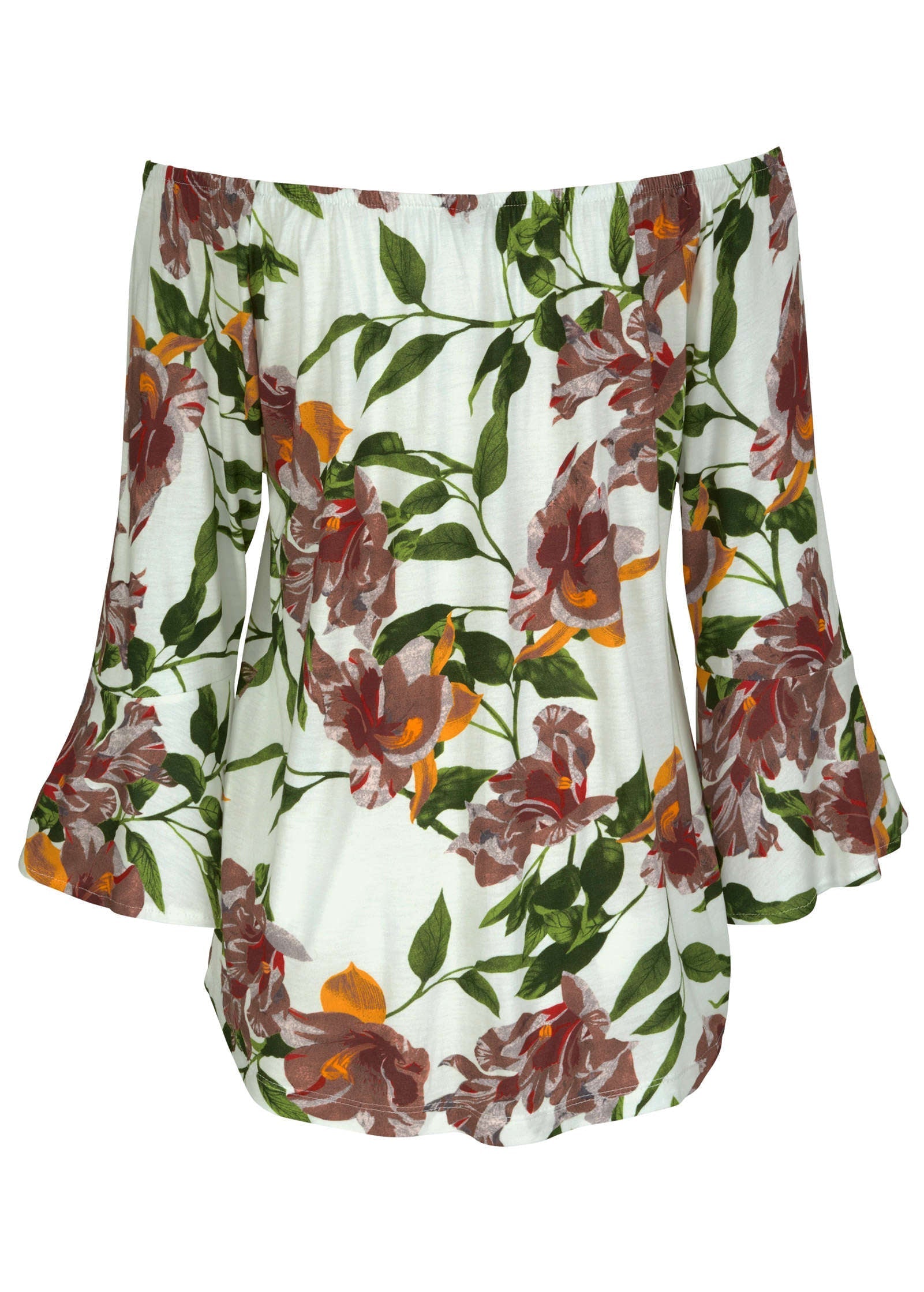 Bell Sleeve Printed Top - White Floral Multi | Venus Customer Favorite
