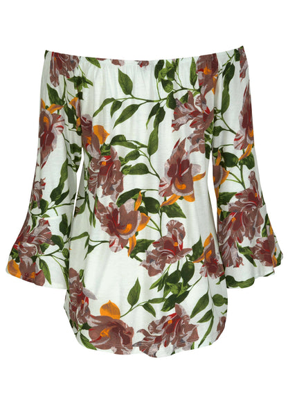 Bell Sleeve Printed Top - White Floral Multi | Venus Customer Favorite