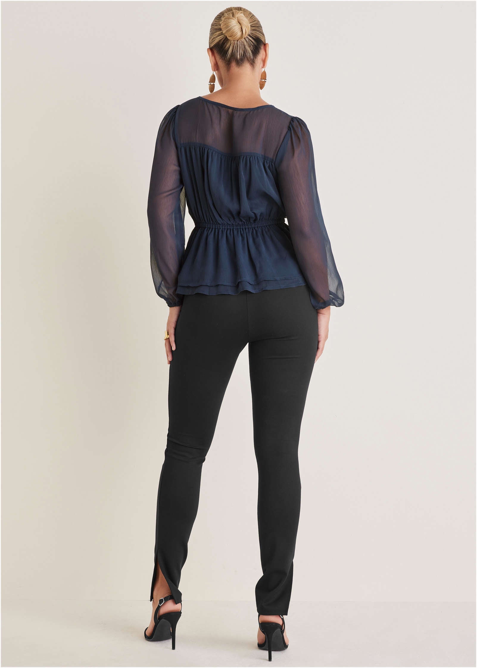 Sheer Beauty Blouse - Navy | Venus Value