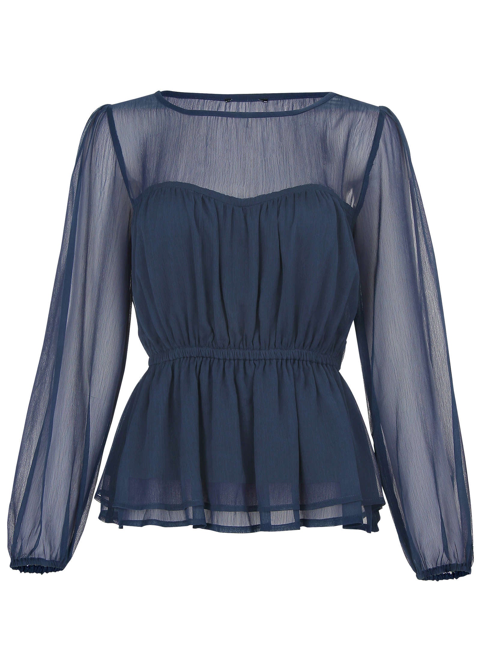 Sheer Beauty Blouse - Navy | Venus Value