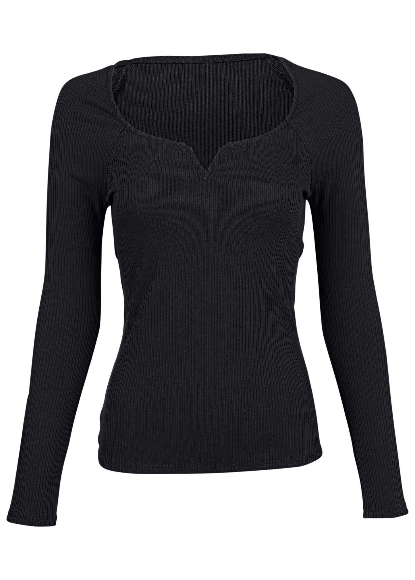 Deep Scoop Neck Ribbed Top - Jet Black | Venus Great Deal