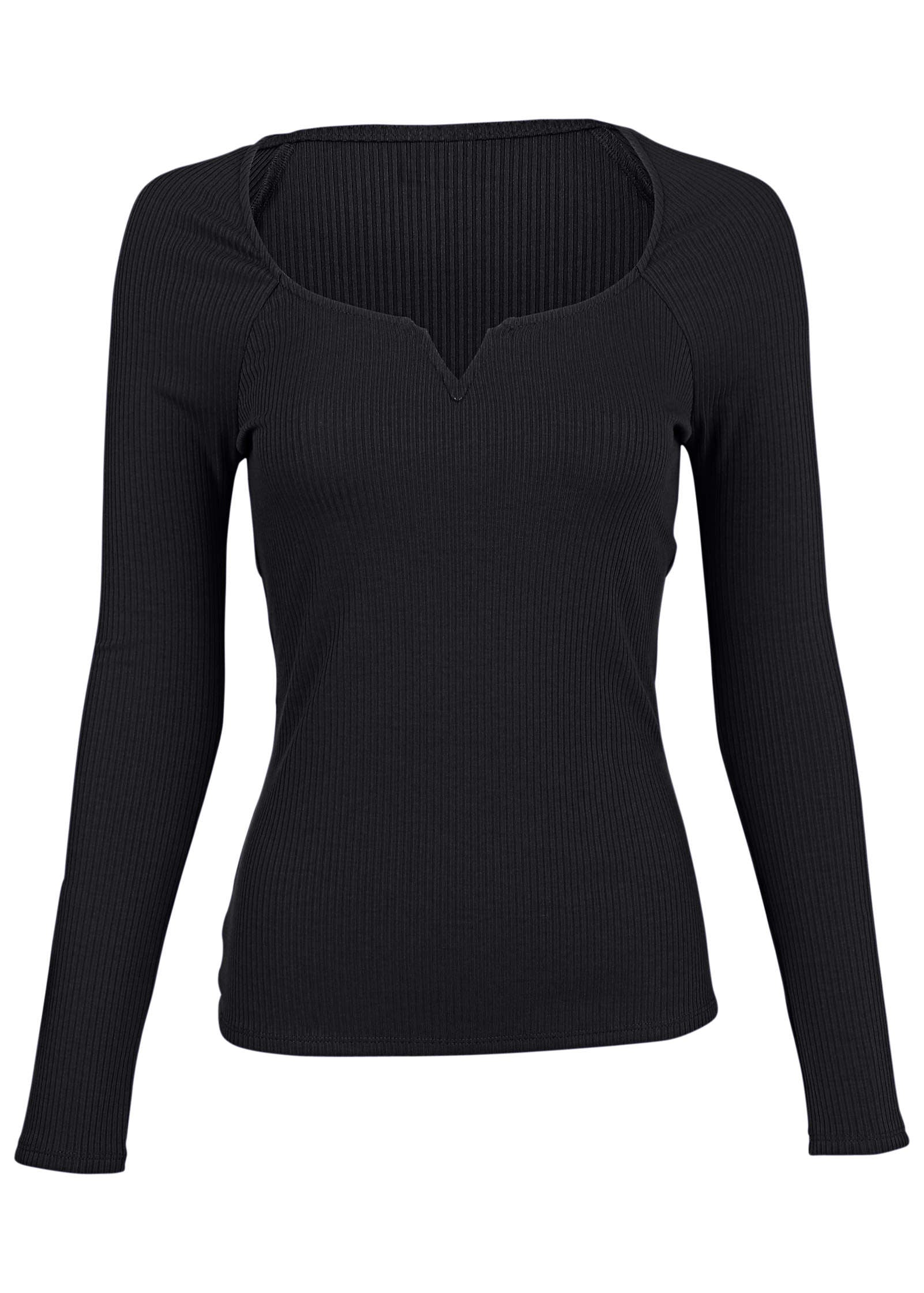 Deep Scoop Neck Ribbed Top - Jet Black | Venus Great Deal
