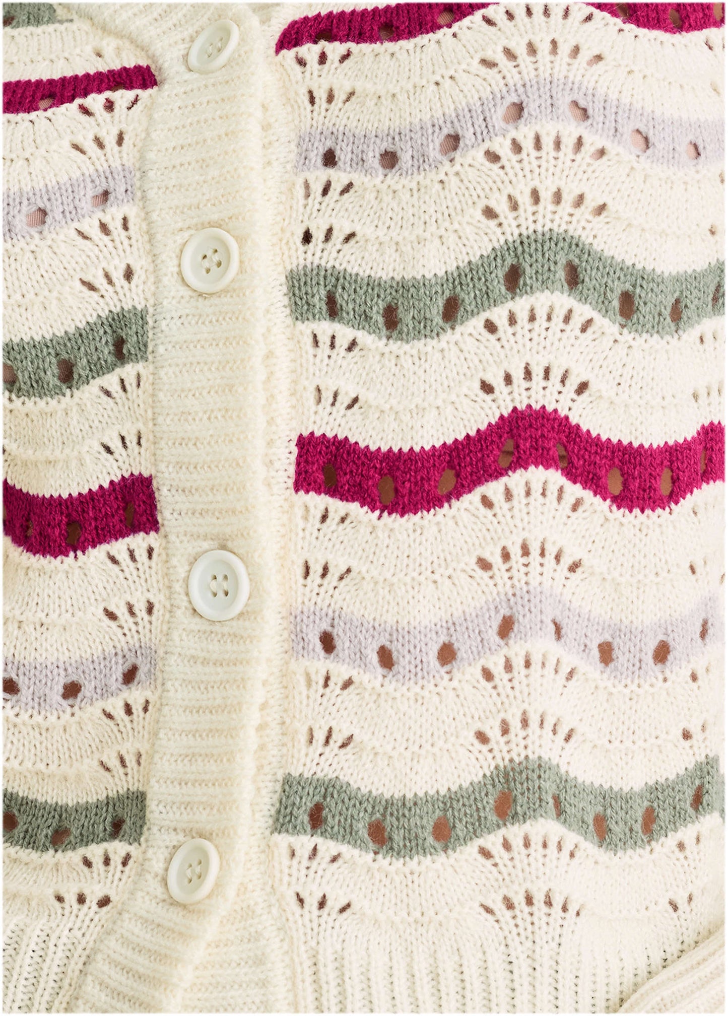 Stripe Pointelle Cardigan - Grey Multi | Venus Special Offer
