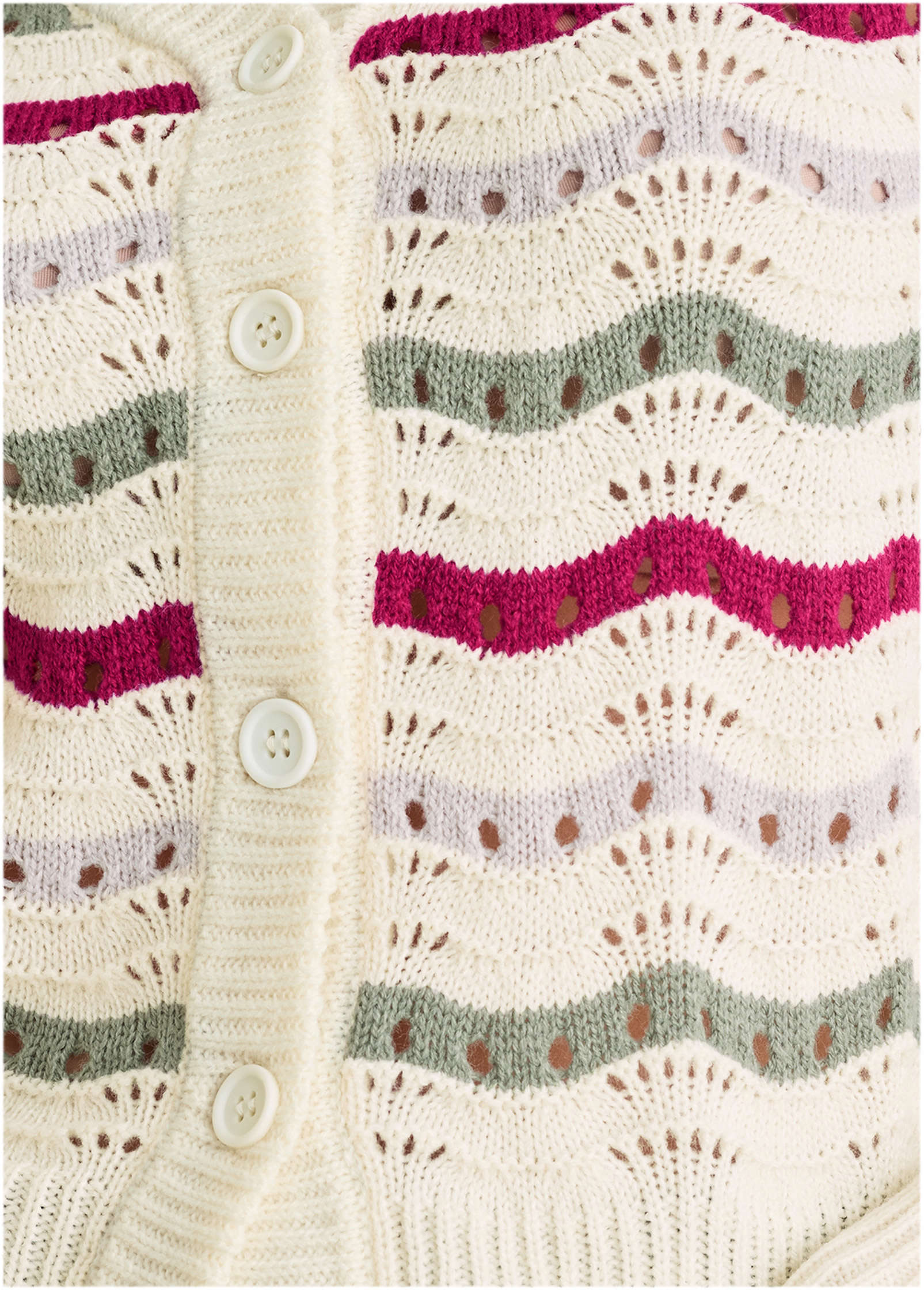 Stripe Pointelle Cardigan - Grey Multi | Venus Special Offer