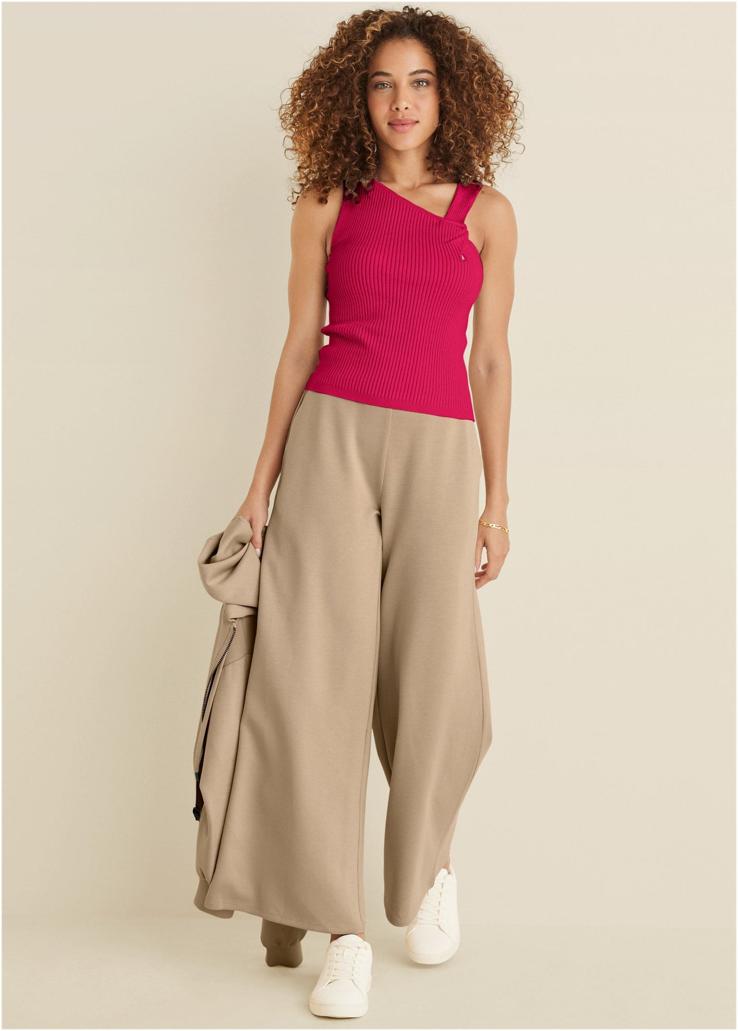 Twist Detail Sweater Tank - Dark Pink | Venus Popular Choice