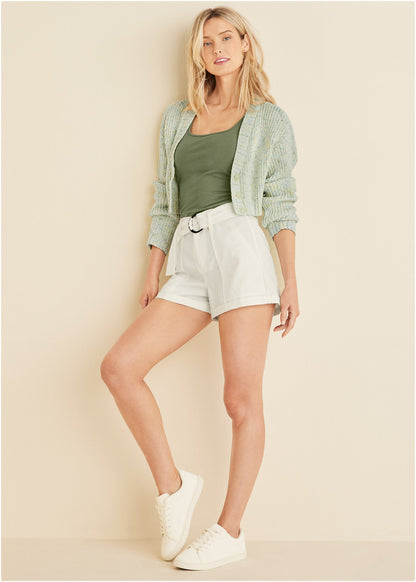 Marled Crop Cardigan - Multi Color | Venus Sale