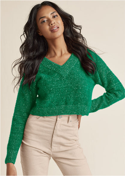 V-Neck Sweater - Emerald | Venus Value