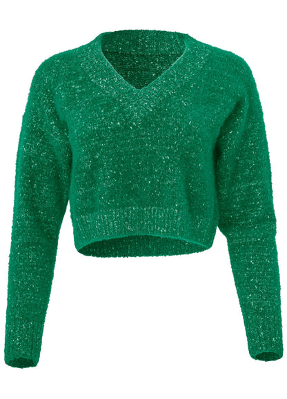 V-Neck Sweater - Emerald | Venus Value