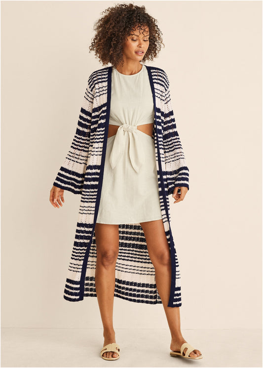 Stripe Duster - Navy Multi | Venus Affordable